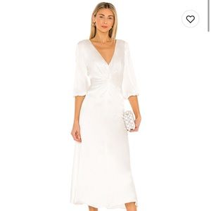 Sau Lee white satin midi dress sz 6